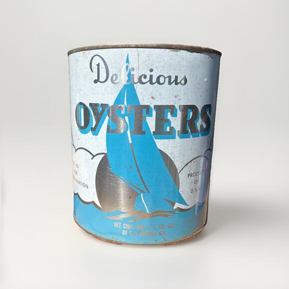 Other - Vintage Fresh Oyster Tin/Can One Gal Lottsburg, Va 2250 Nautical With Lid